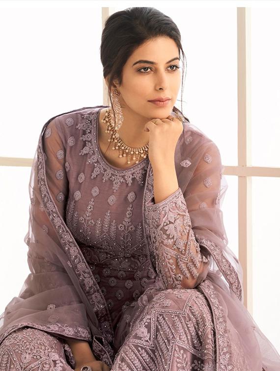 women embroidered fit & flare gown with dupatta - 22041390 - Standard Image - 3