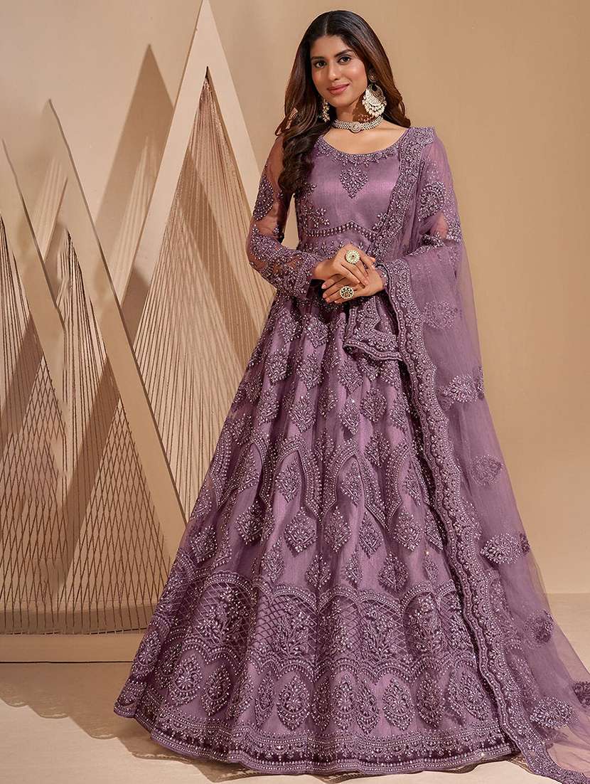 women embroidered fit & flare gown with dupatta - 22041393 - Zoom Image - 0