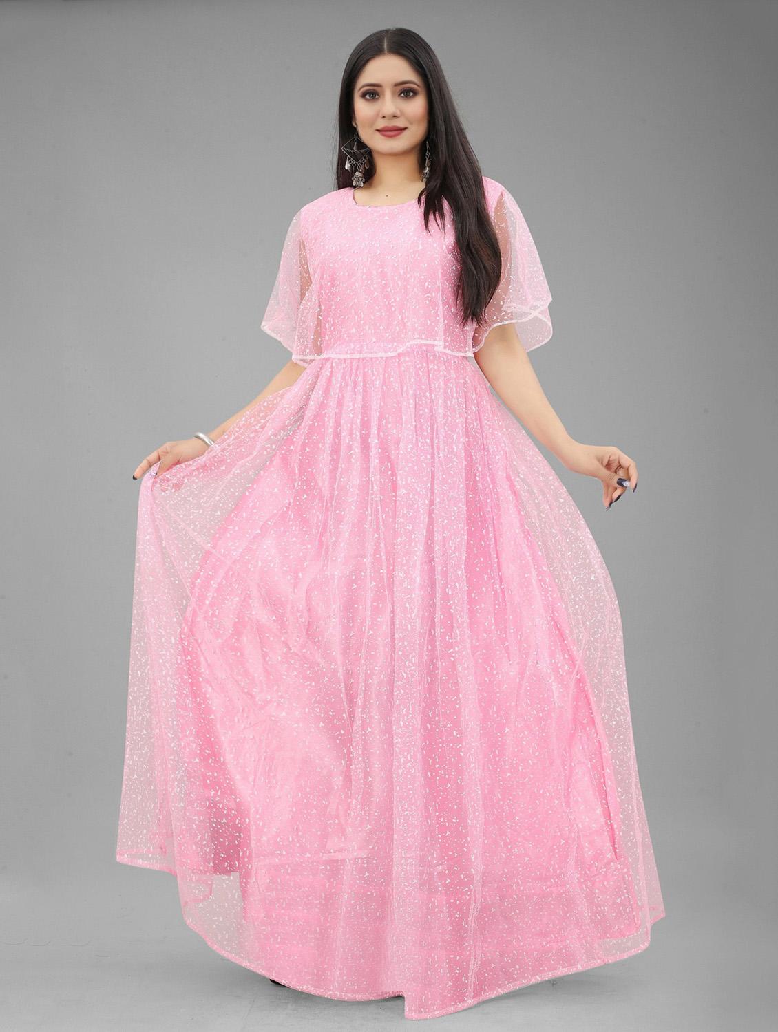 women printed flared sleeve fit and flared gown - 22041395 -  Zoom Image - 0