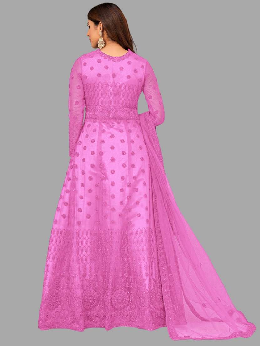 women embroidered fit & flare gown with dupatta - 22041408 - Standard Image - 3