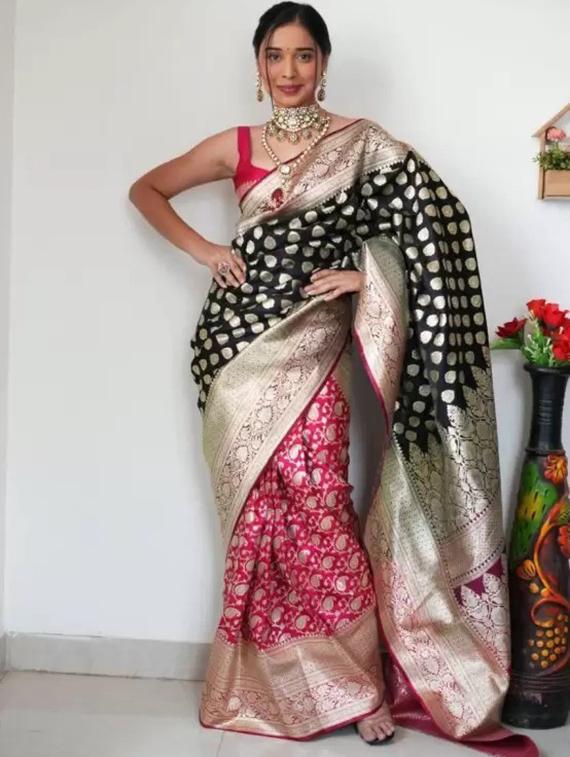 women self design banarasi saree with blouse - 22041462 - Standard Image - 3