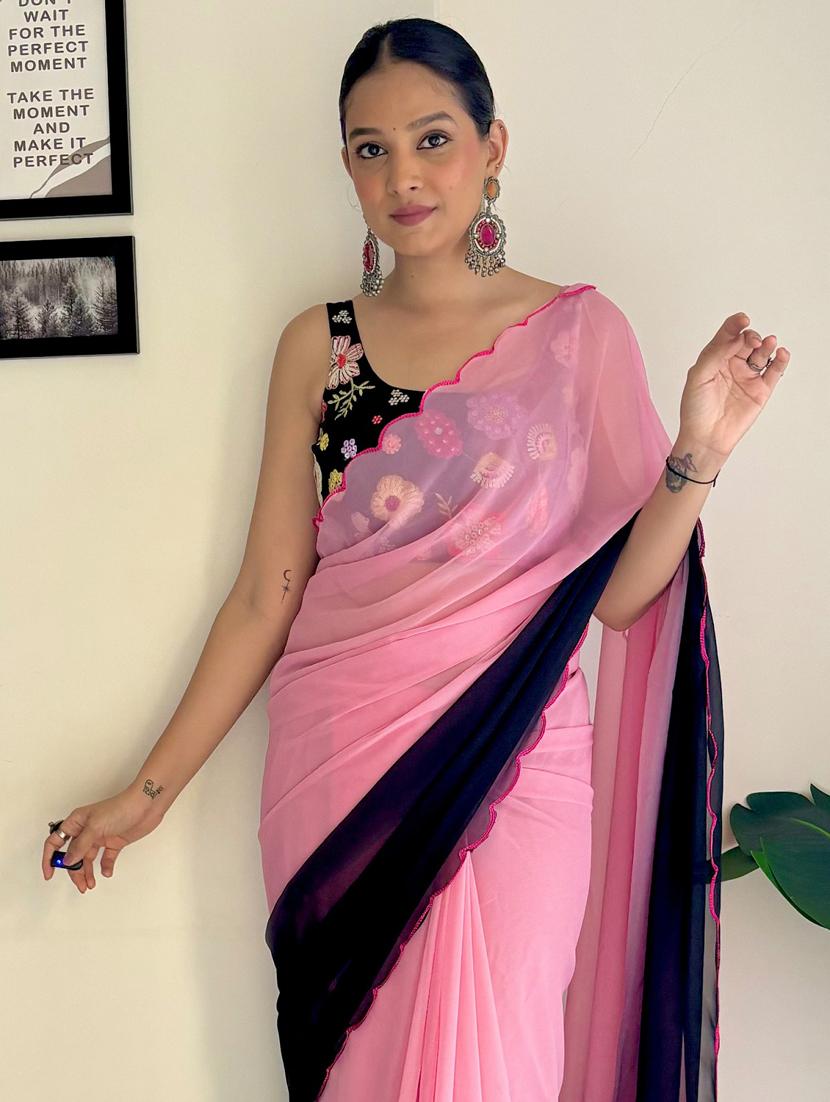 women ombre printed saree with blouse - 22041468 - Standard Image - 3