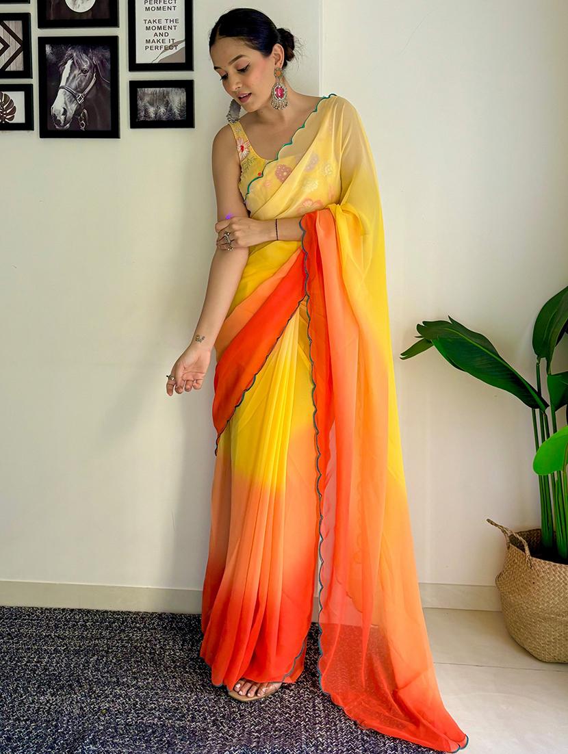 women ombre printed saree with blouse - 22041469 - Standard Image - 3