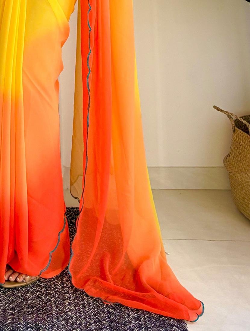 women ombre printed saree with blouse - 22041469 - Standard Image - 5