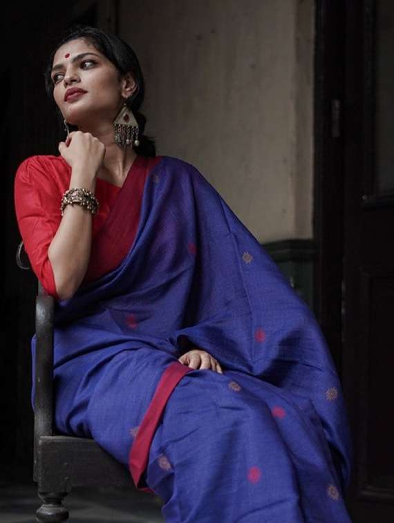women self design chanderi saree with blouse - 22041476 -  Standard Image - 3
