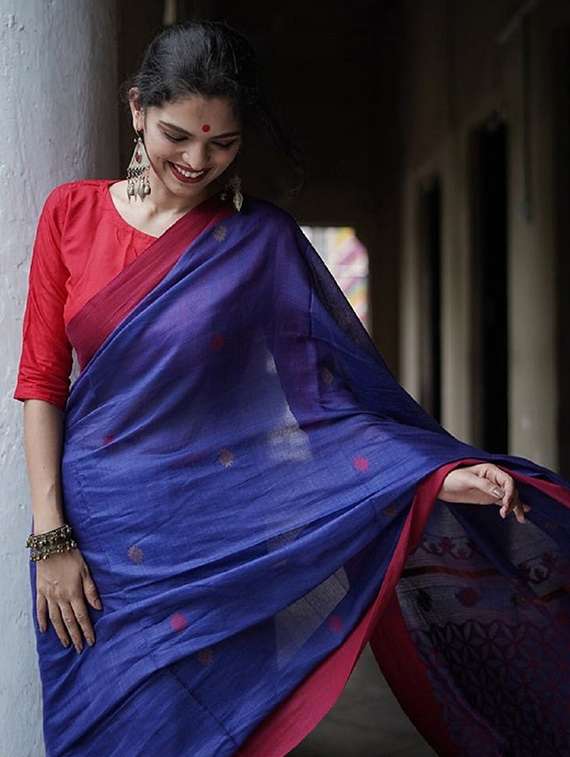 women self design chanderi saree with blouse - 22041476 -  Standard Image - 5