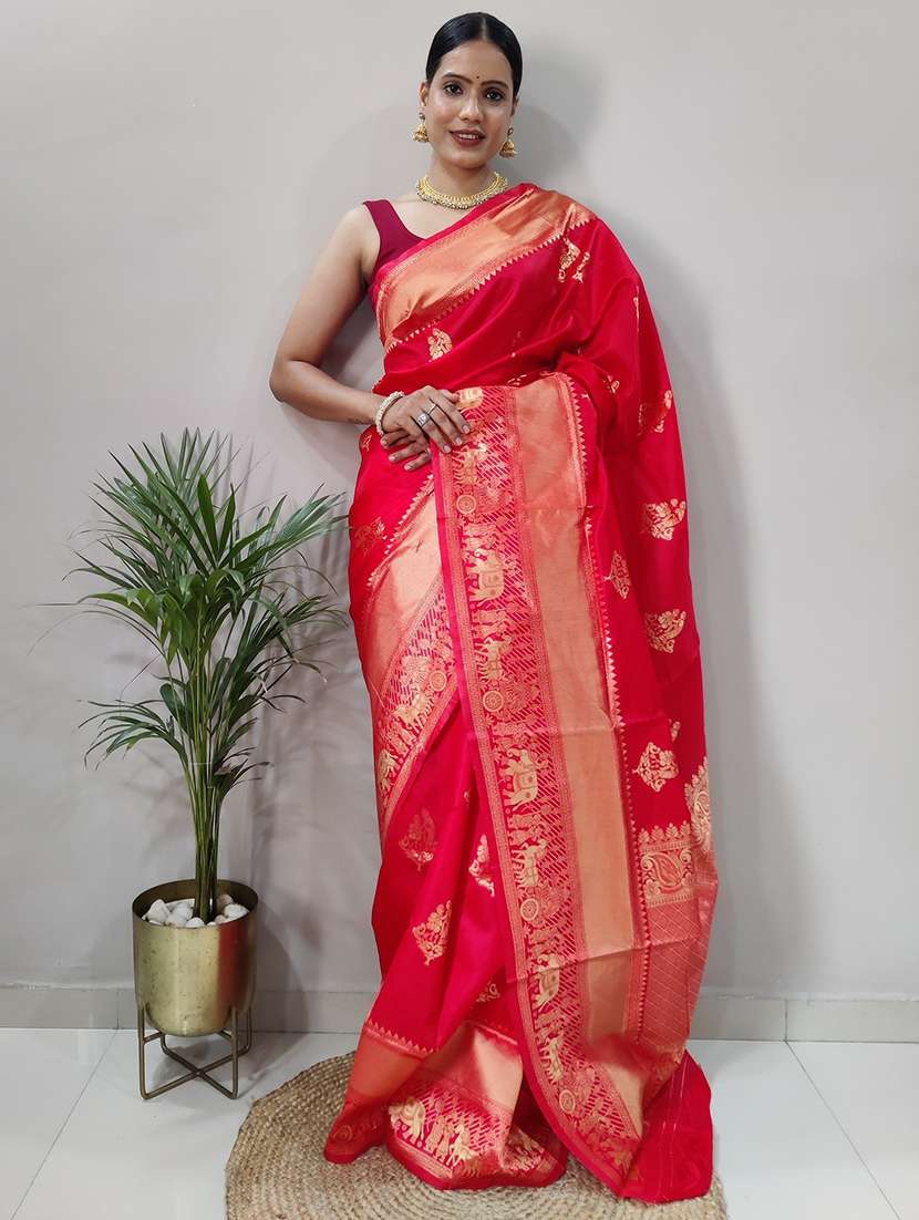 women self design banarasi saree with blouse - 22041510 - Zoom Image - 0