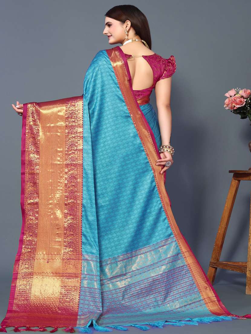 women self design bordered saree with blouse - 22041519 - Standard Image - 3