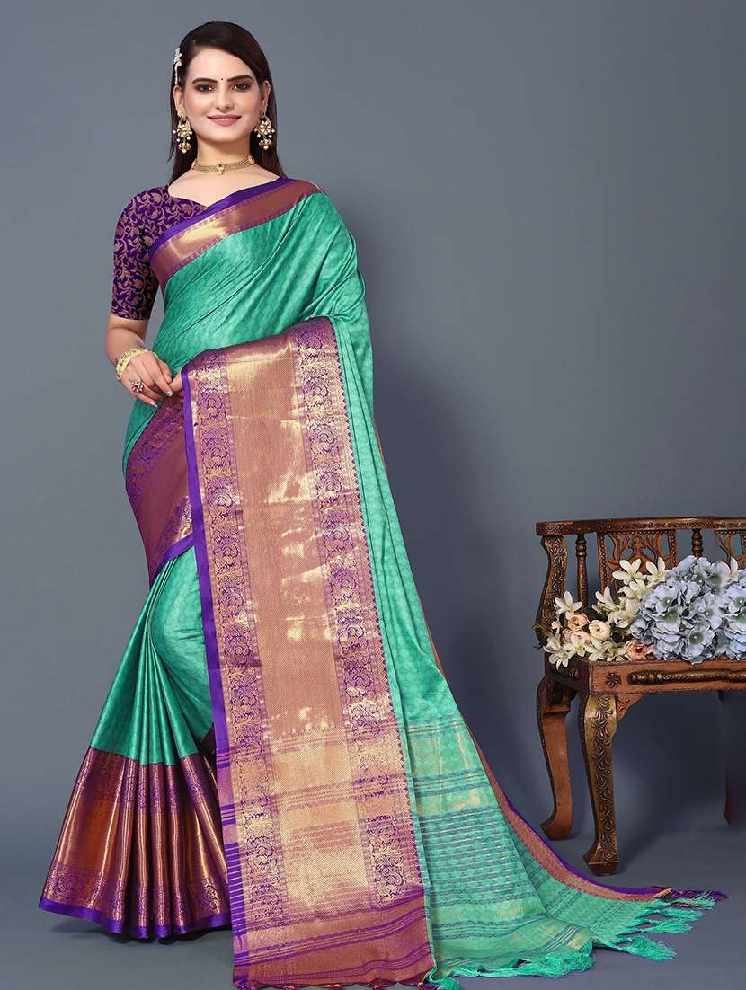 women self design bordered saree with blouse - 22041526 - Zoom Image - 0