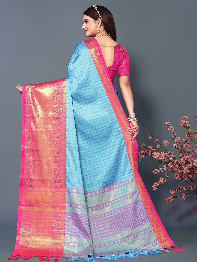 women self design bordered saree with blouse - 22041527 - Standard Image - 3