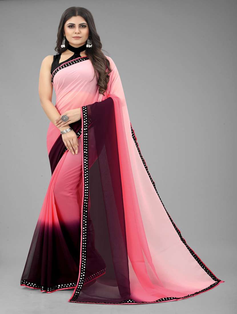 women ombre printed bordered saree with blouse - 22041577 - Zoom Image - 0