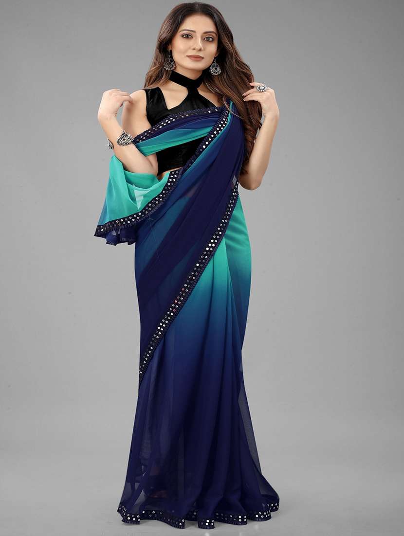 women ombre printed bordered saree with blouse - 22041579 - Standard Image - 3