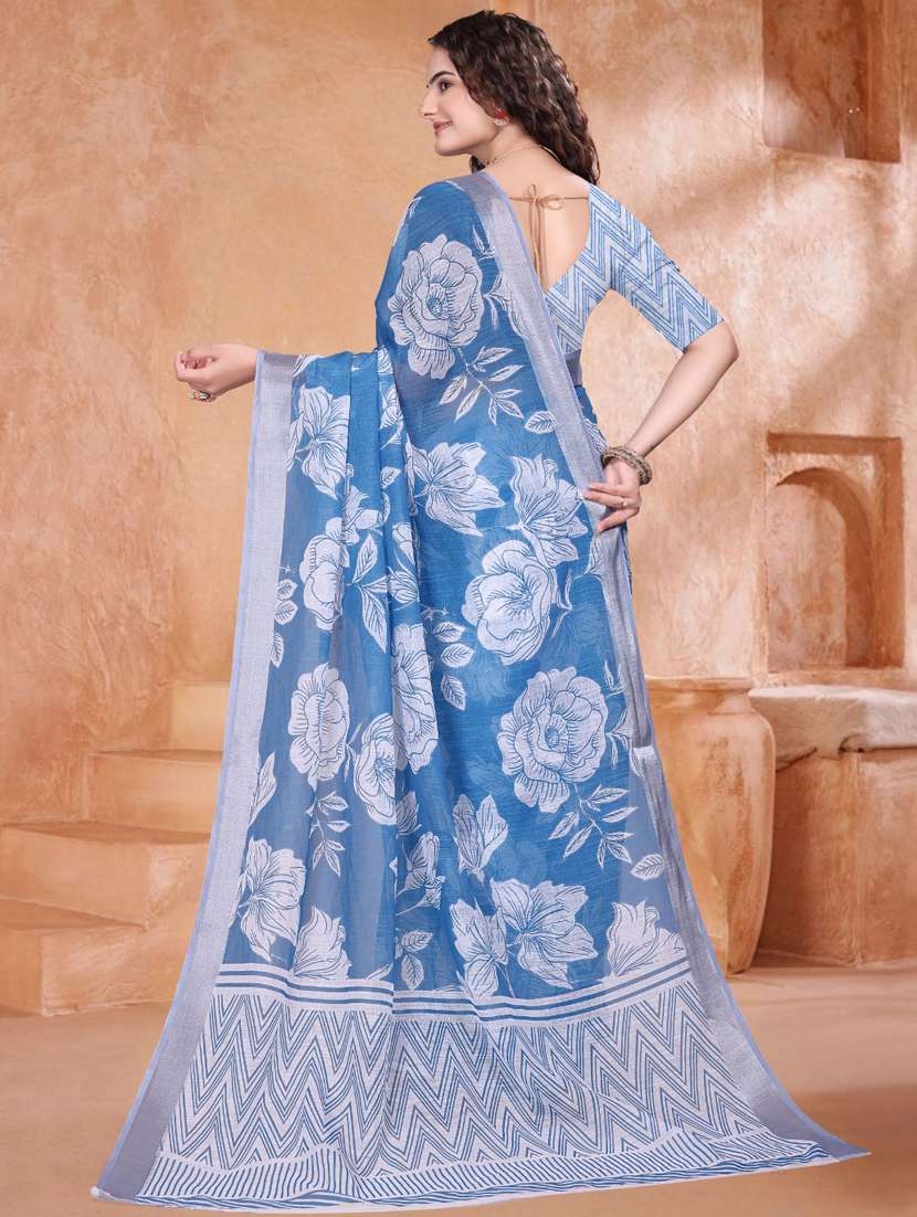women printed casual wear saree with blouse - 22041598 -  Standard Image - 3