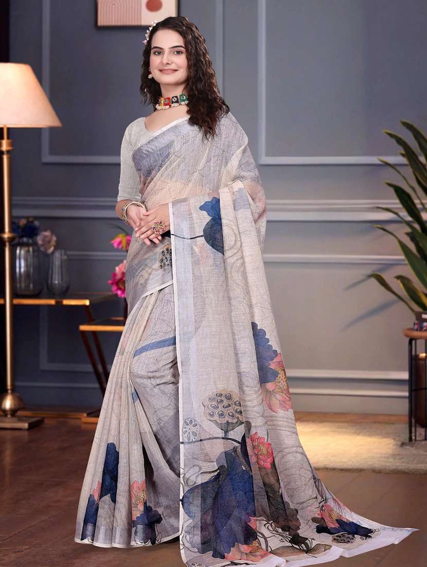 women printed casual wear saree with blouse - 22041599 -  Standard Image - 3