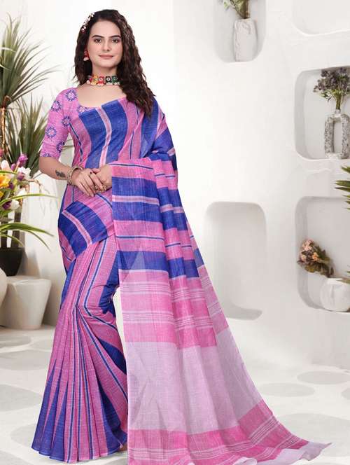 women printed casual wear saree with blouse - 22041601 -  Standard Image - 0
