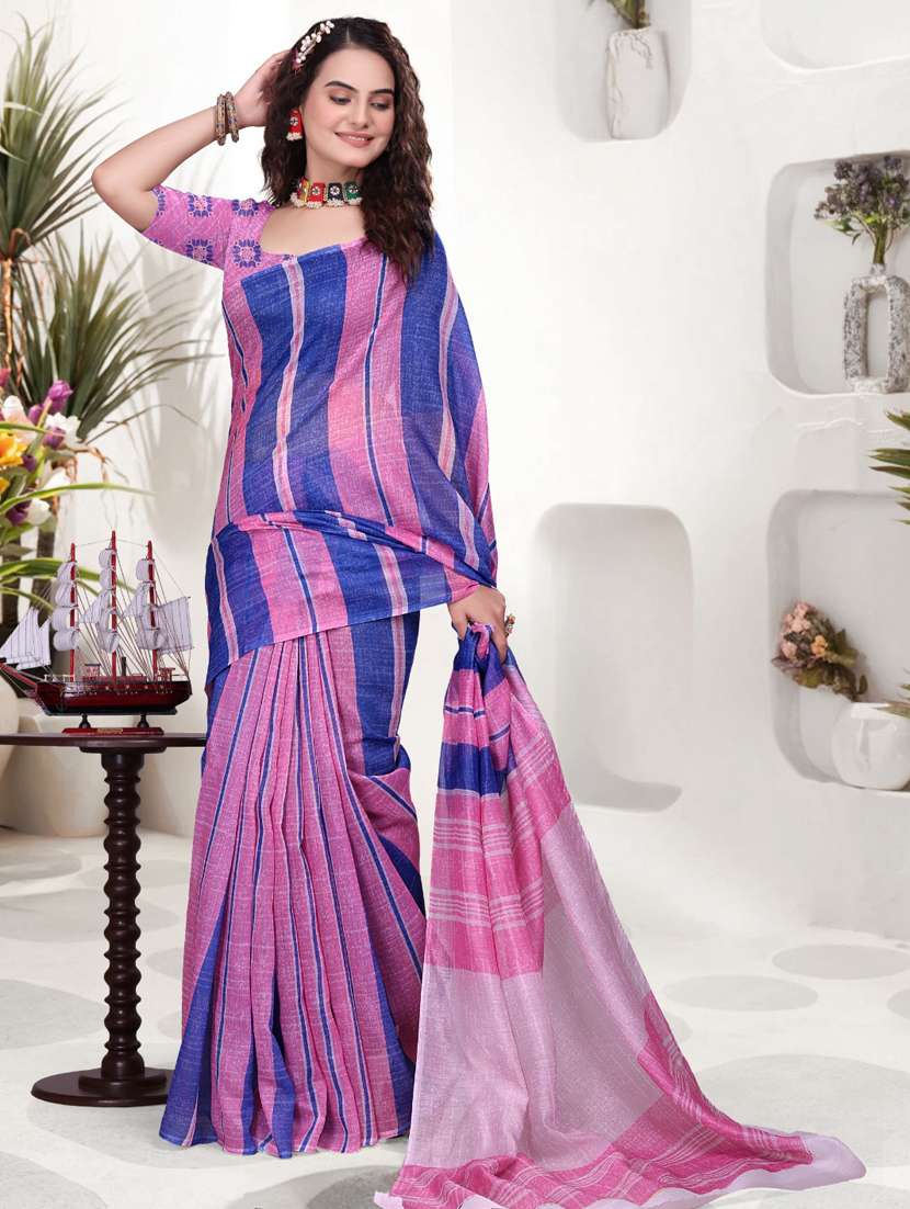 women printed casual wear saree with blouse - 22041601 - Standard Image - 3