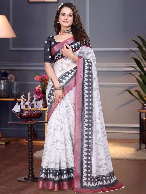 women printed casual wear saree with blouse - 22041604 - Standard Image - 0