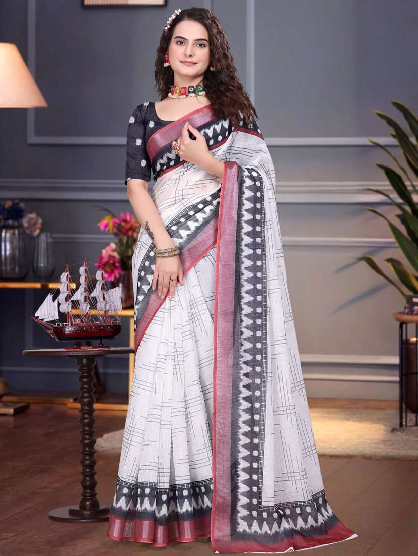 women printed casual wear saree with blouse - 22041604 - Zoom Image - 0