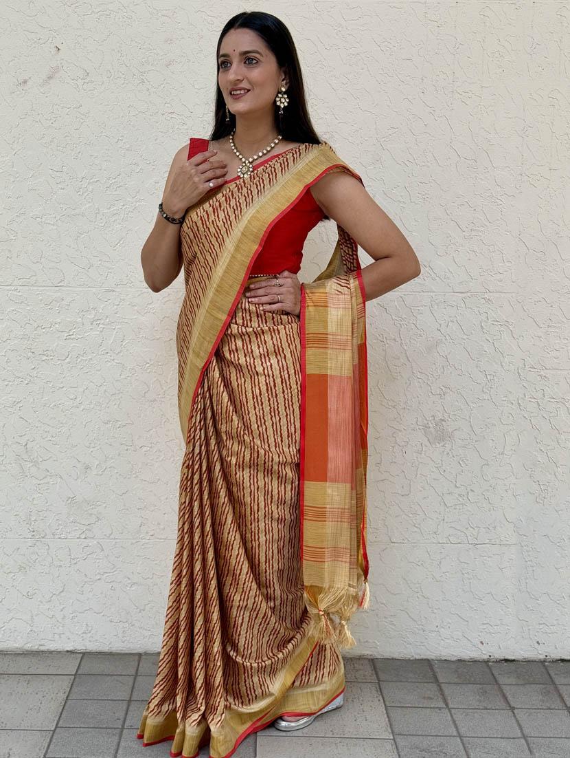 women printed casual wear saree with blouse - 22041625 - Zoom Image - 0