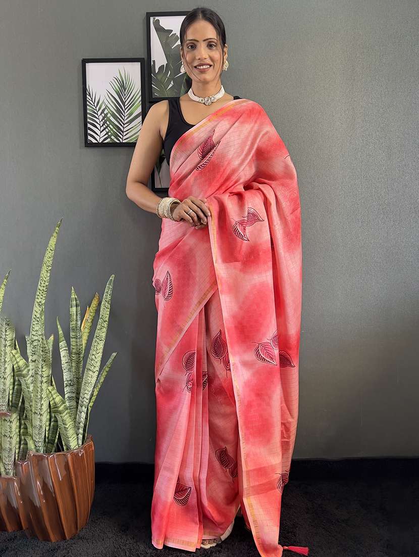 women printed casual wear saree with blouse