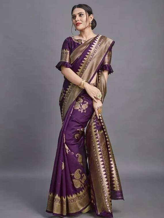 women self design banarasi saree with blouse