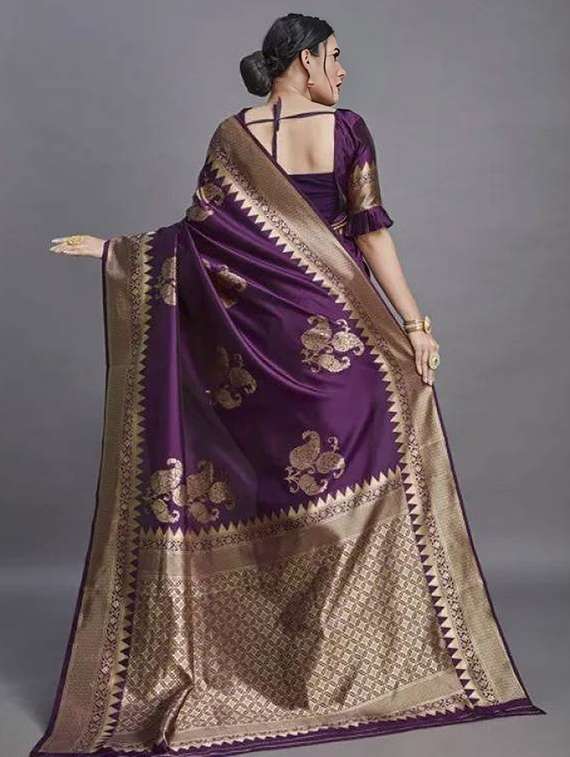 women self design banarasi saree with blouse - 22041666 -  Standard Image - 3