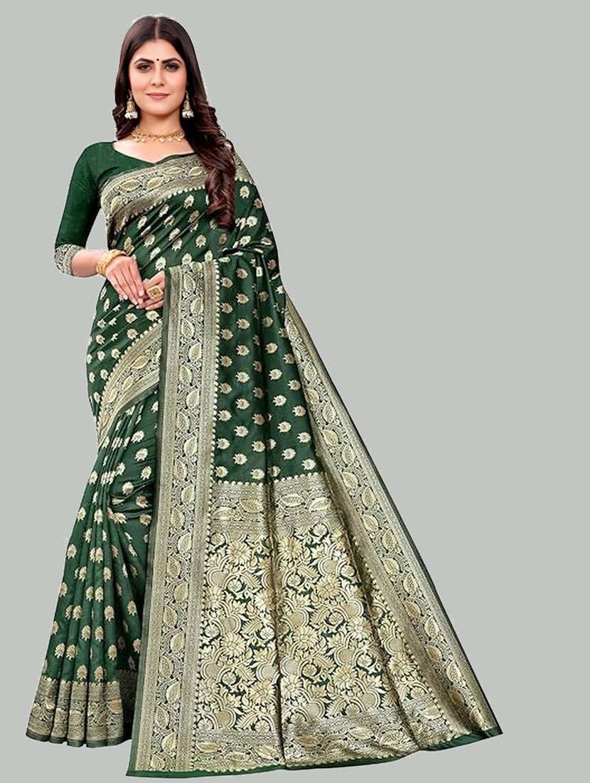 women self design banarasi saree with blouse
