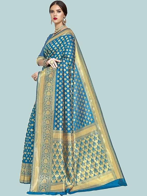women self design banarasi saree with blouse - 22041684 - Standard Image - 3