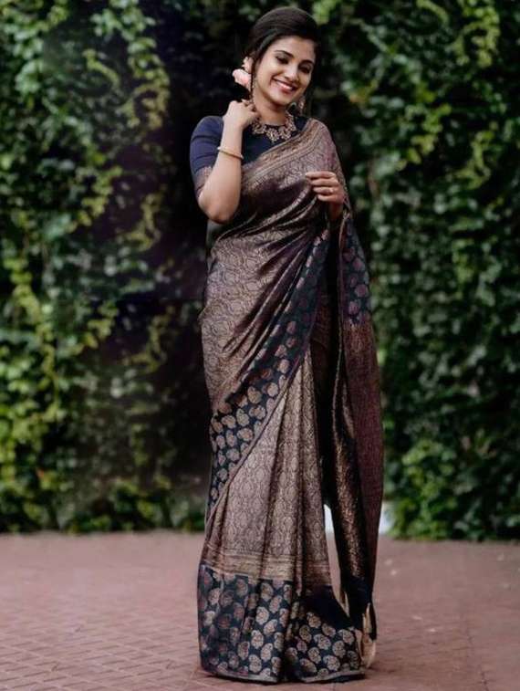 women self design banarasi saree with blouse