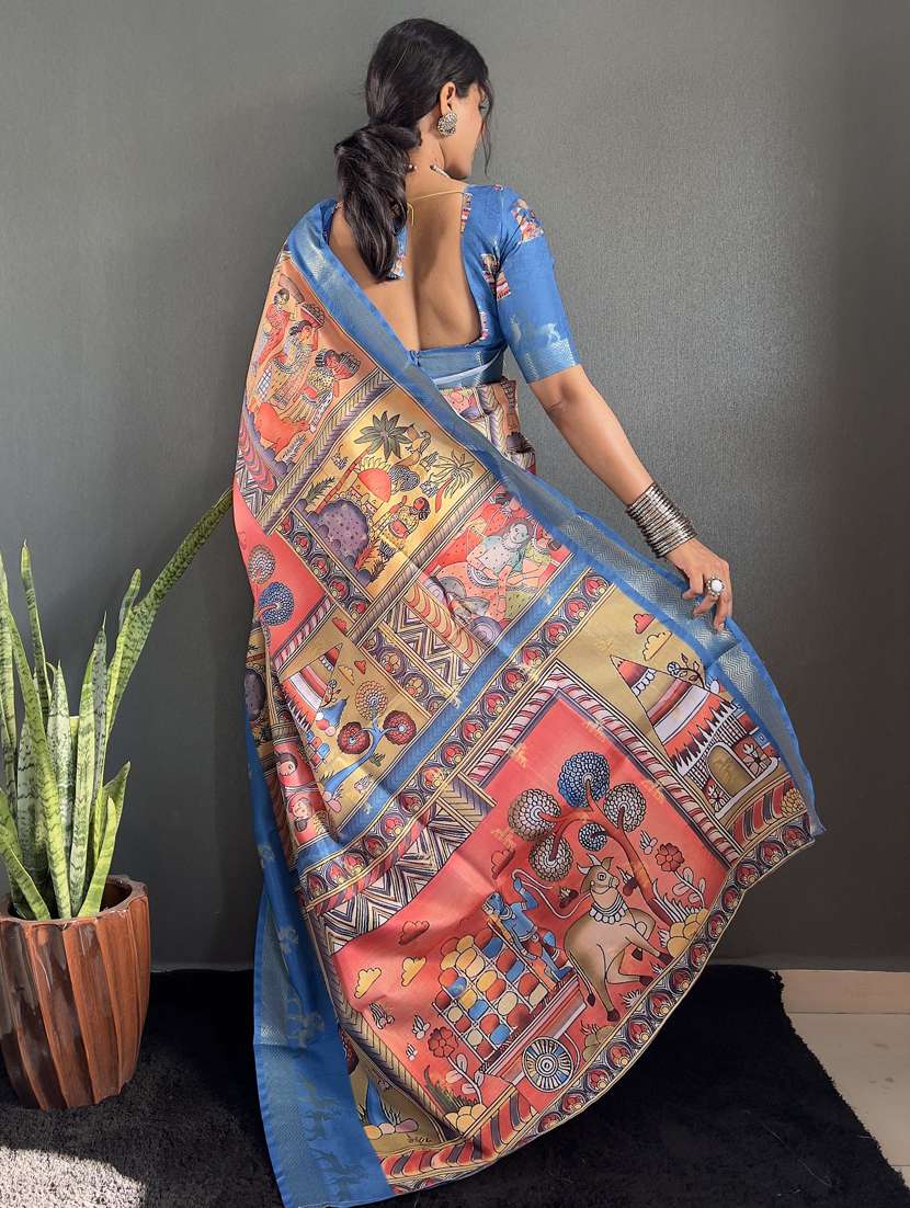 women printed bordered saree with blouse - 22041711 - Standard Image - 3
