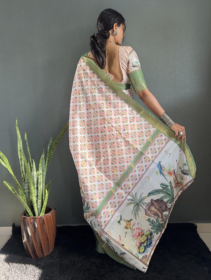 women printed bordered saree with blouse - 22041712 - Standard Image - 3