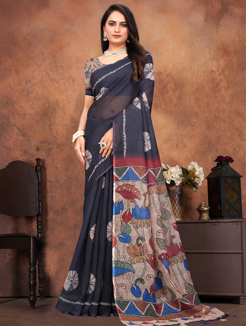 women printed casual wear saree with blouse - 22041715 - Zoom Image - 0