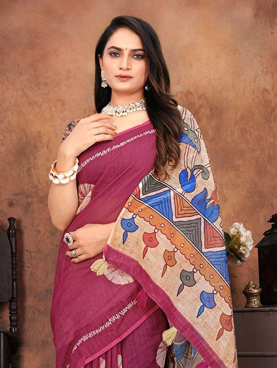 women printed casual wear saree with blouse - 22041717 -  Standard Image - 3