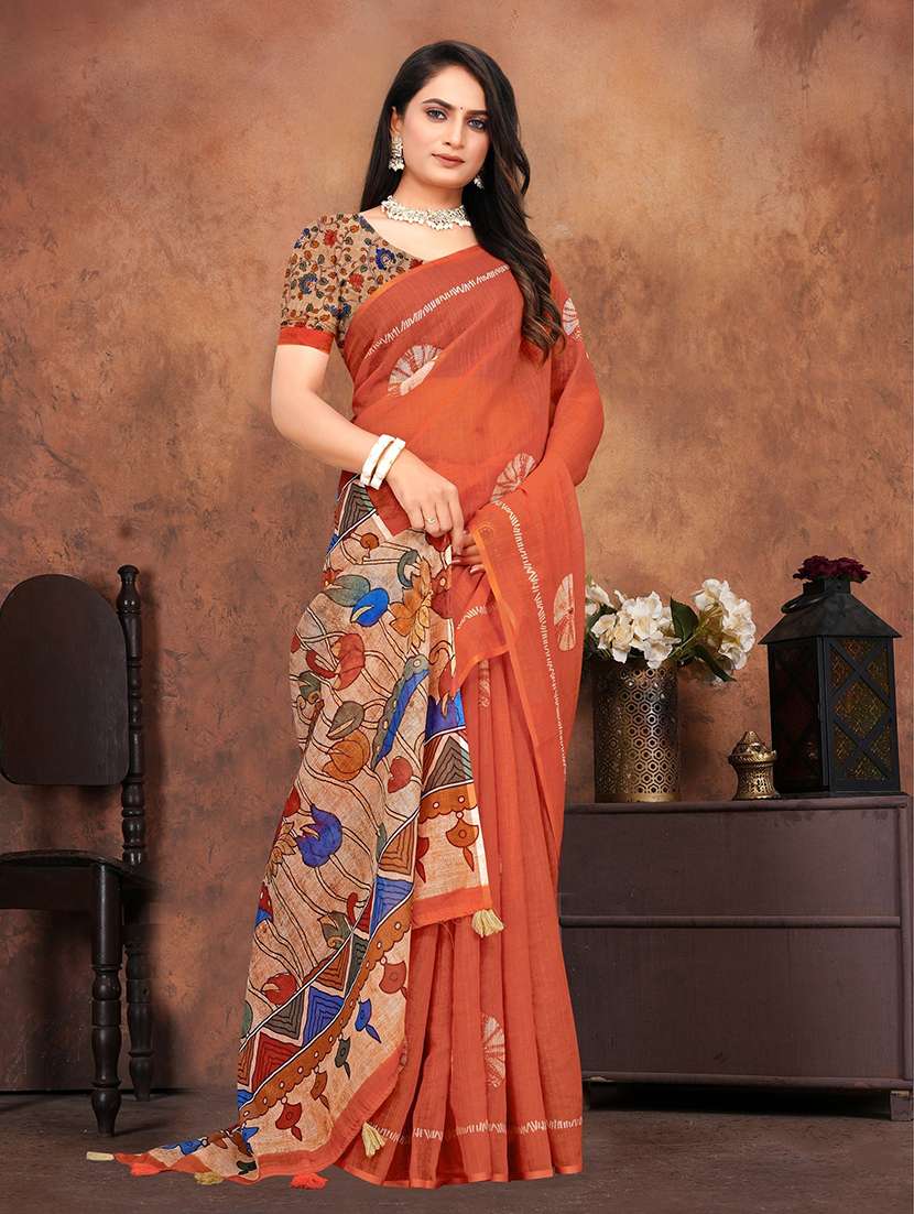 women printed casual wear saree with blouse - 22041718 -  Standard Image - 3