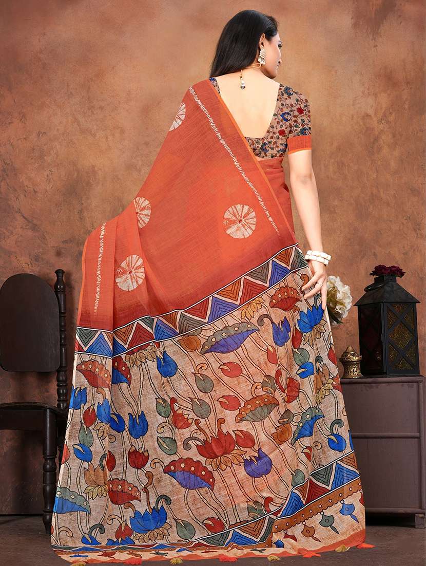women printed casual wear saree with blouse - 22041718 -  Standard Image - 5
