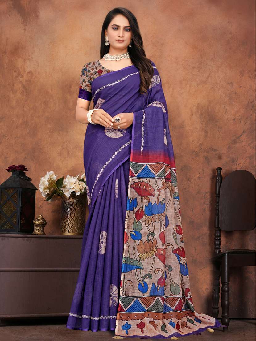 women printed casual wear saree with blouse