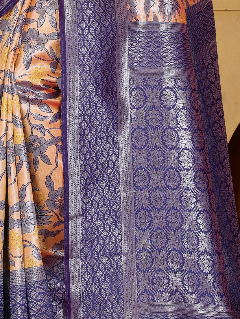 women floral printed bordered saree with blouse - 22041729 - Standard Image - 3