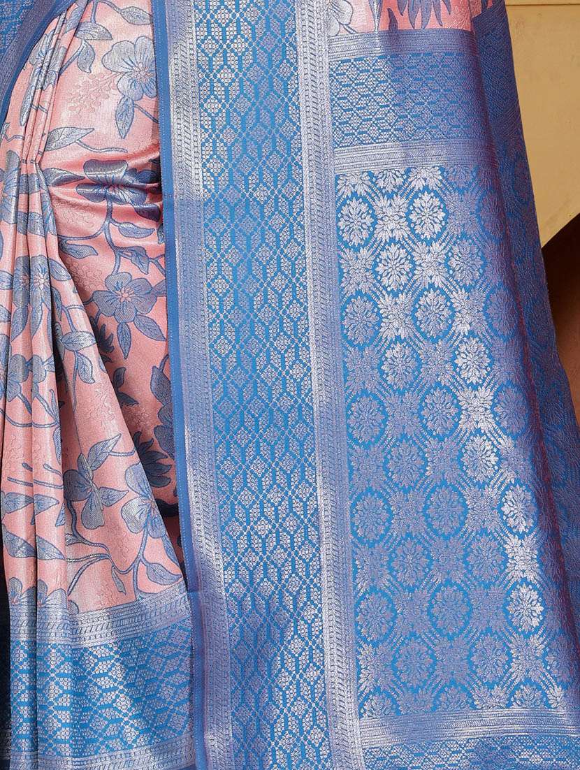 women floral printed bordered saree with blouse - 22041730 - Standard Image - 3