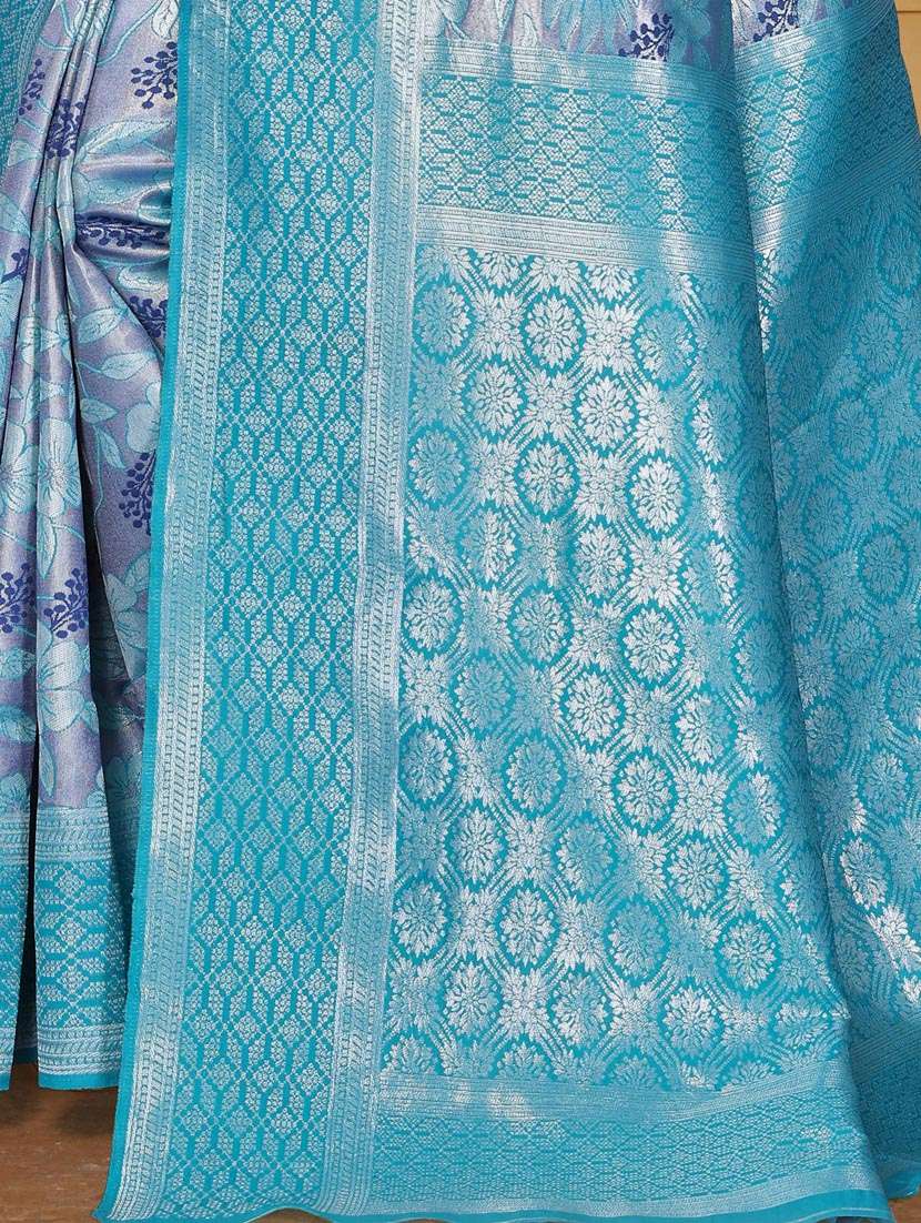 women floral printed bordered saree with blouse - 22041734 -  Standard Image - 3