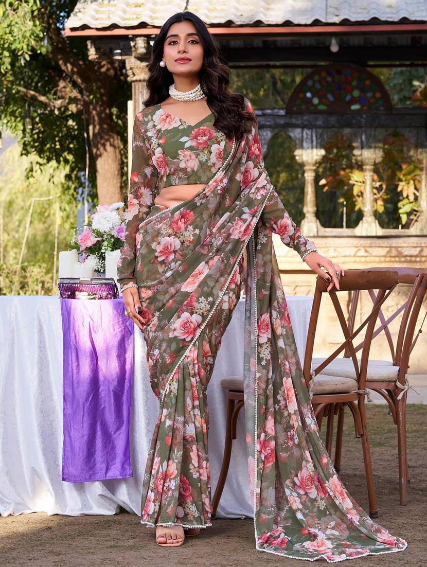 women printed casual wear saree with blouse - 22041740 - Zoom Image - 0
