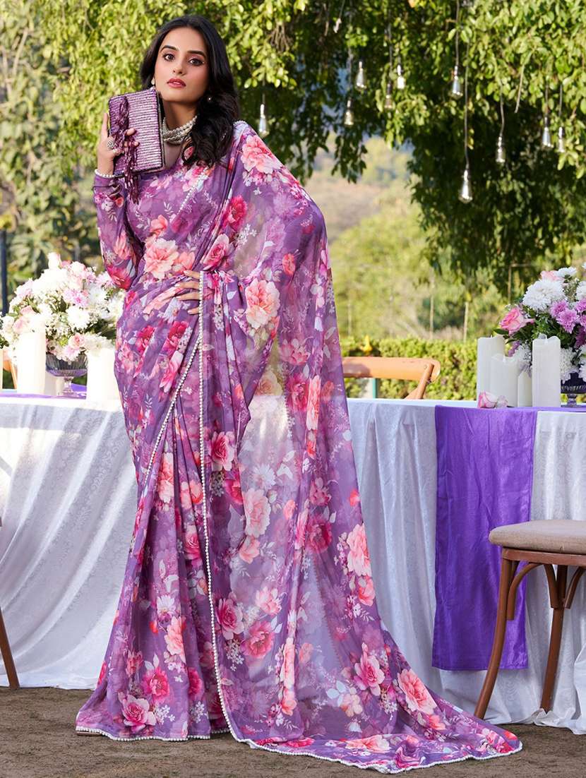 women printed casual wear saree with blouse - 22041741 -  Zoom Image - 0