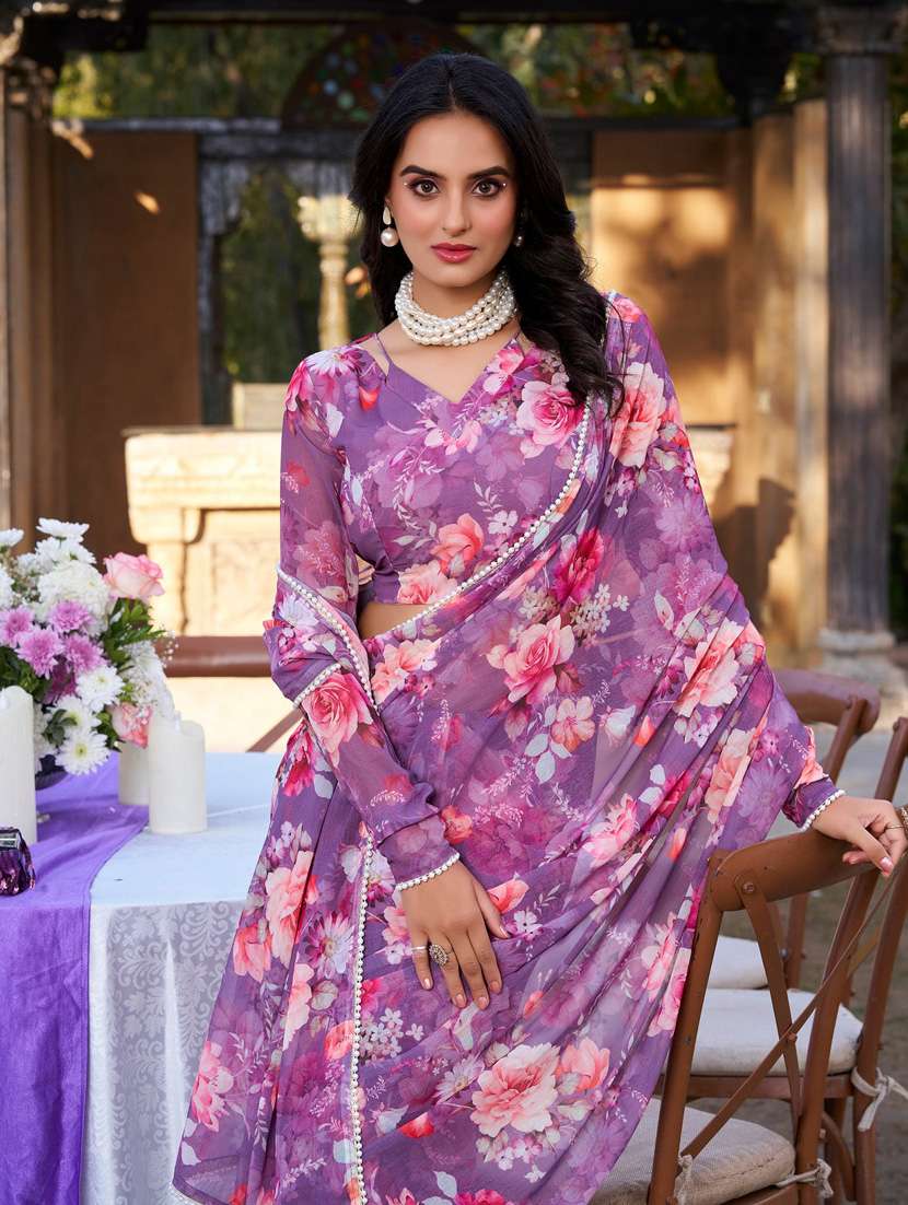 women printed casual wear saree with blouse - 22041741 - Standard Image - 3