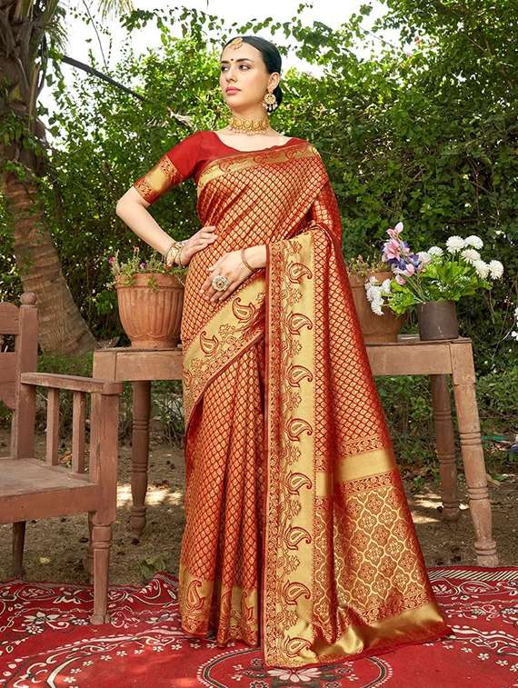 women self design banarasi saree with blouse