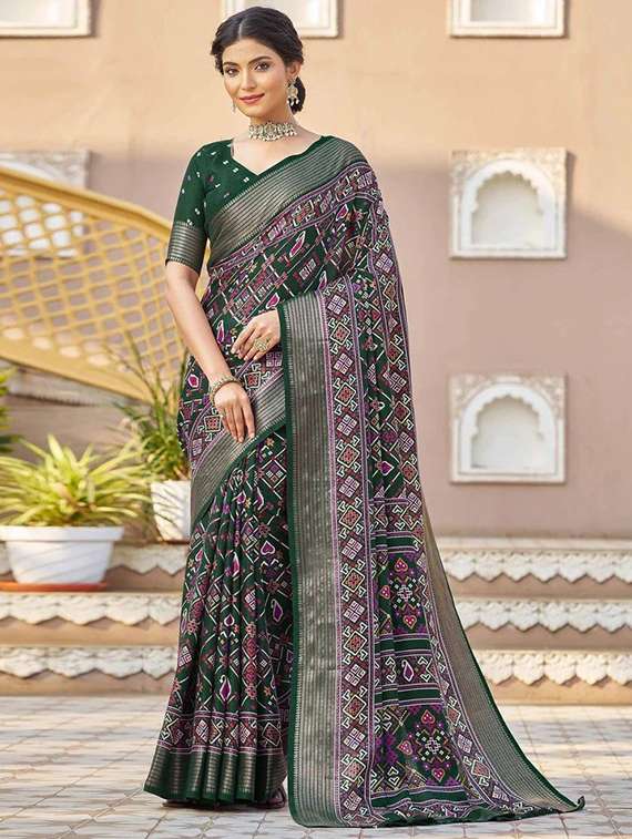 women printed bordered saree with blouse - 22041781 - Zoom Image - 0