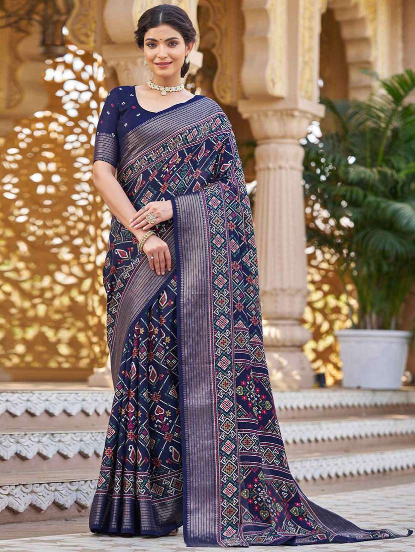 women printed bordered saree with blouse - 22041782 -  Zoom Image - 0