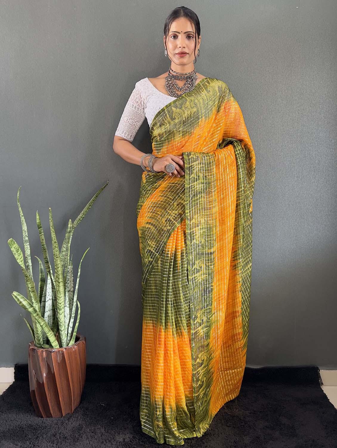 women printed casual wear saree with blouse - 22041789 - Zoom Image - 0