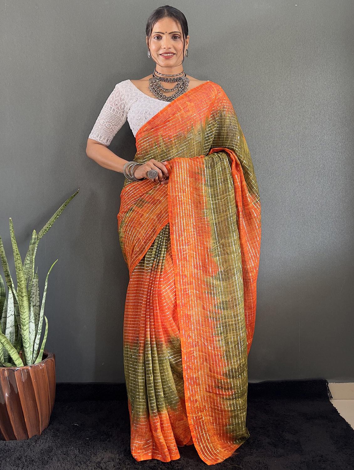 women printed casual wear saree with blouse - 22041790 - Zoom Image - 0