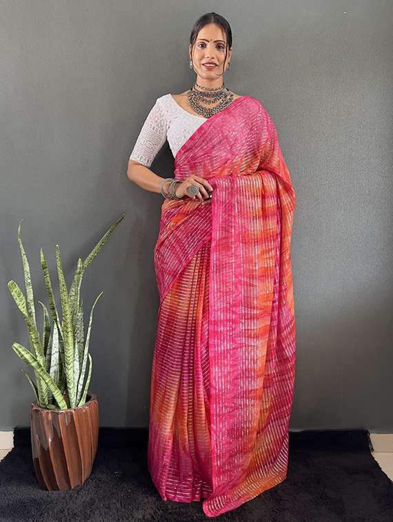 women printed casual wear saree with blouse