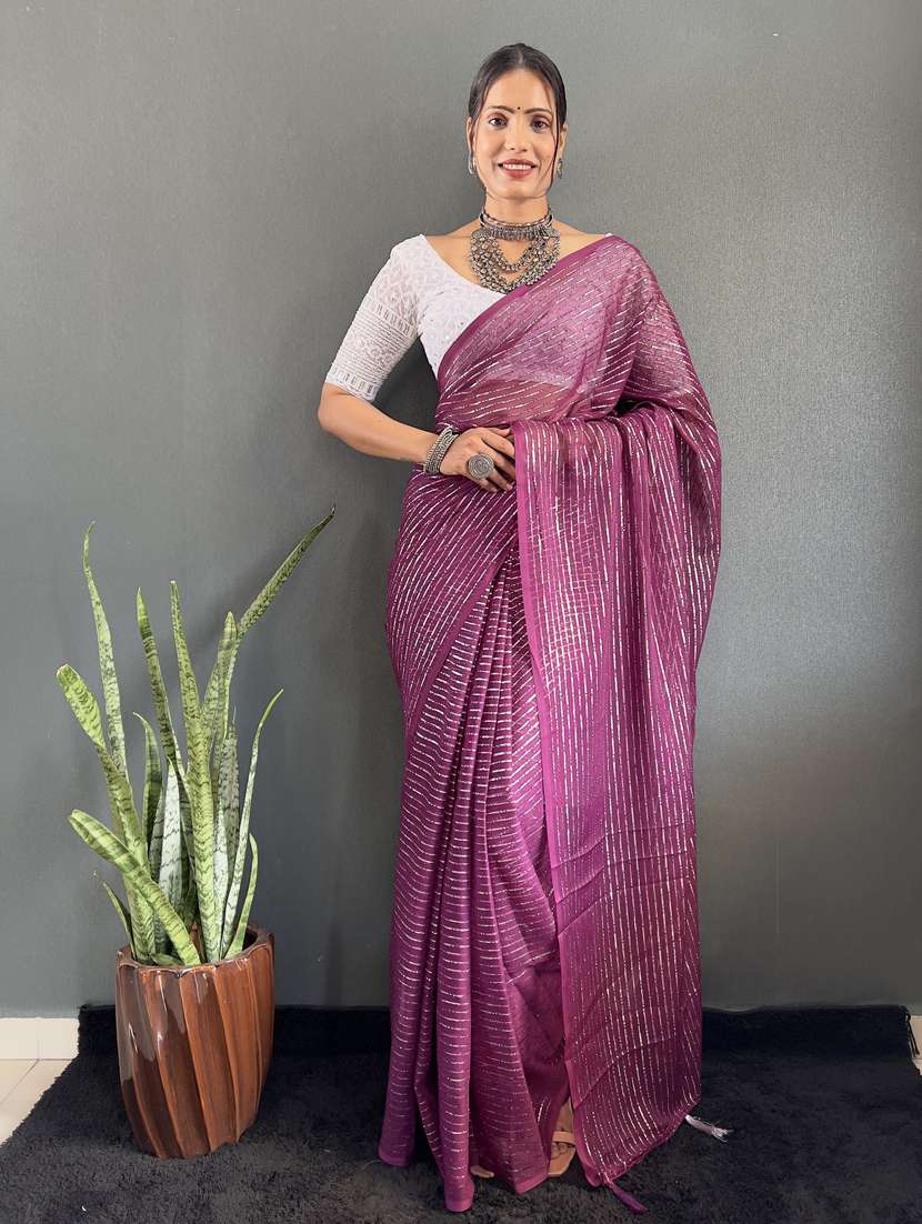 women striped printed saree with blouse