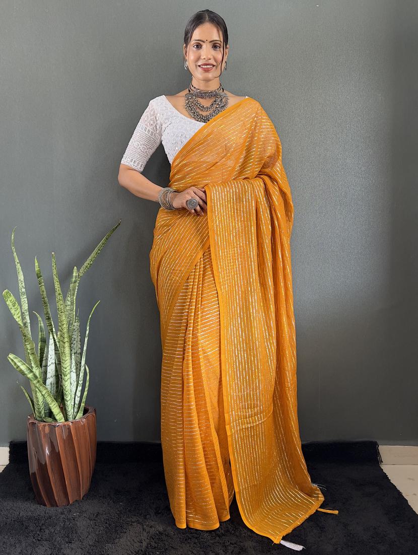 women striped printed saree with blouse - 22041801 - Zoom Image - 0